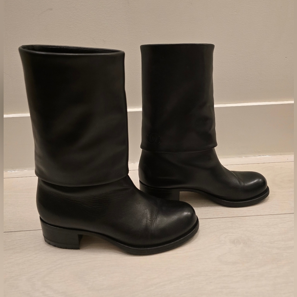 Black Leather Women's Boots - Picture 3 of 9